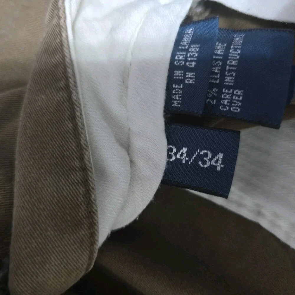 Polo Ralph Lauren Mens Classic Khaki Chinos Pants 34x34 Stretch Straight Fit